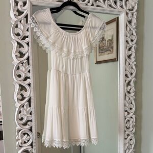 White off the shoulder mini sundress